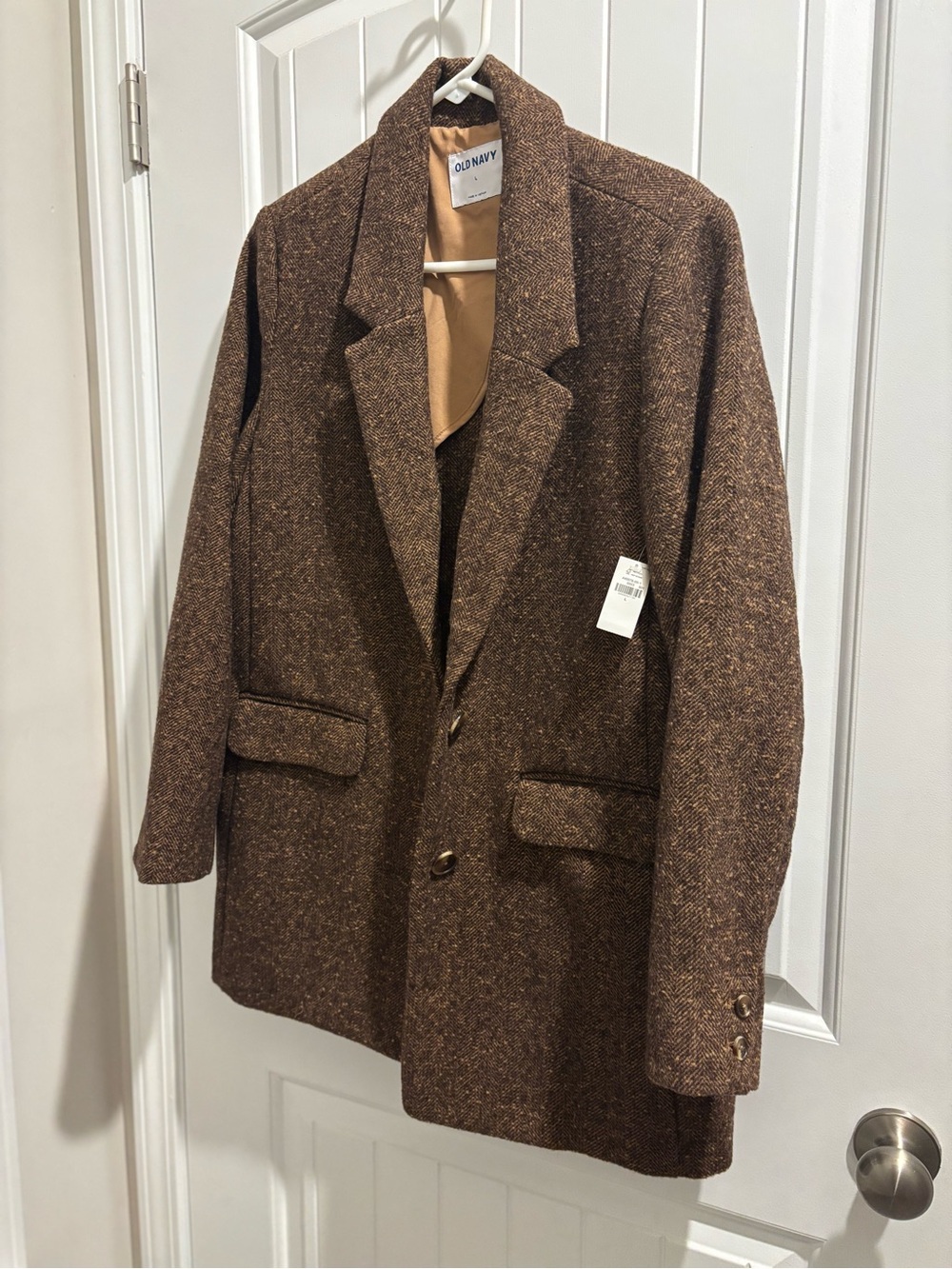 Old Navy Brown Herringbone Tweed Jacket LARGE NWT